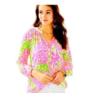 Lilly Pulitzer Silk Pineapple Print Top NWT